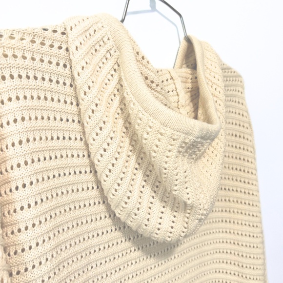 Rachel Zoe Open-Knit Zip Hoodie Cream Size L - Picture 5 of 7